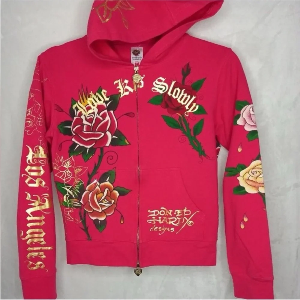 Ed HardyVINTAGE  Fuchsia Floral Women's Jacket - Picture 2 of 4